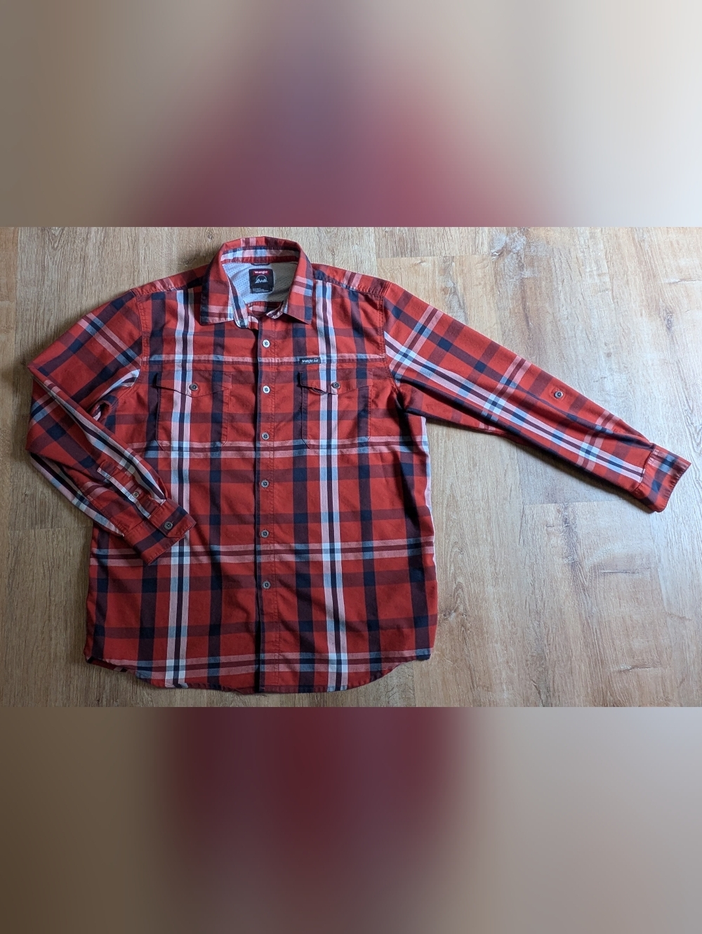 Wrangler Red Plaid Vented Button-Down Shirt